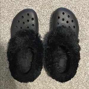 Black Fur lined Crocs
